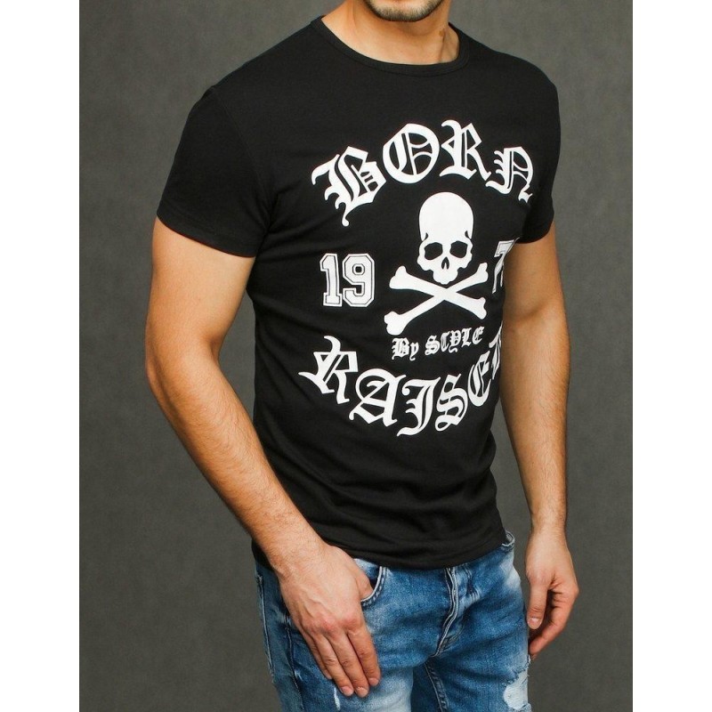 Pánske tričko s výraznou potlačou RX3939 - čierne