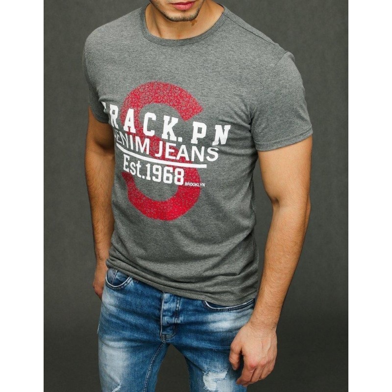 Tmavosivé pánske tričko s potlačou RX3940