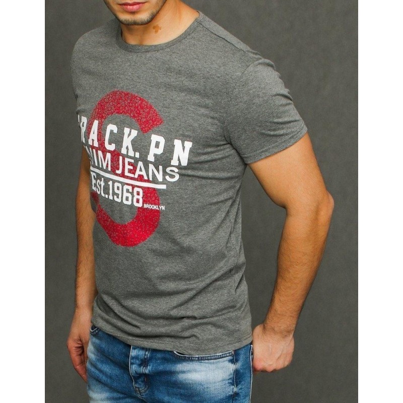 Tmavosivé pánske tričko s potlačou RX3940