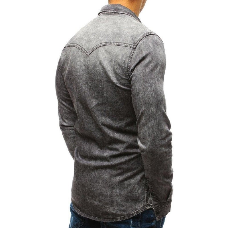 Sivá pánska rifľová košeľa DX1841