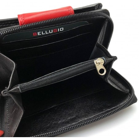 Dámska čierno-červená peňaženka so zapínaním Bellugio
