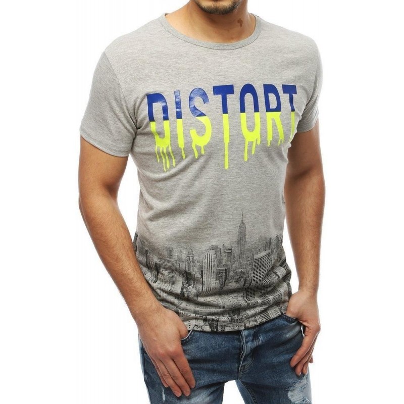 Sivé pánske tričko s potlačou RX3884
