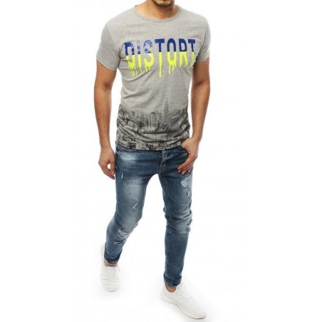 Sivé pánske tričko s potlačou RX3884