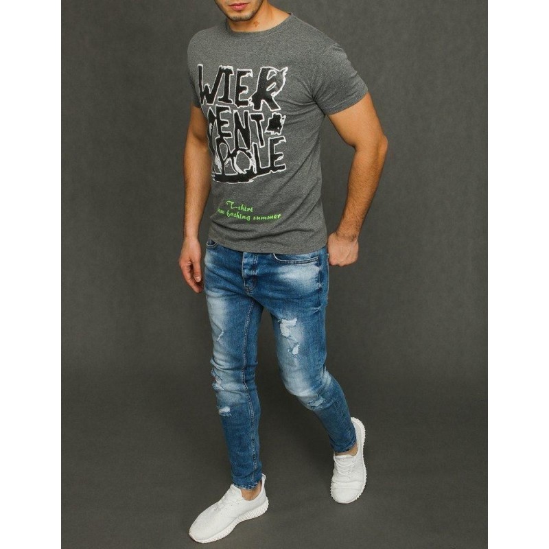 Pánske tričko s potlačou RX3886 - svetlosivé