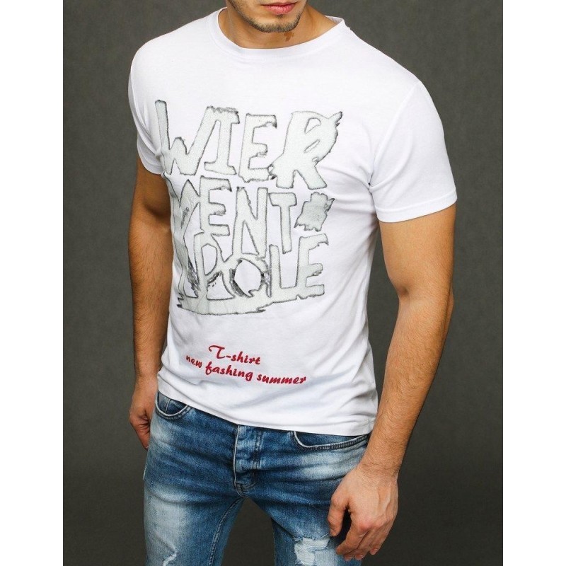 Pánske tričko s potlačou RX3887 - biele