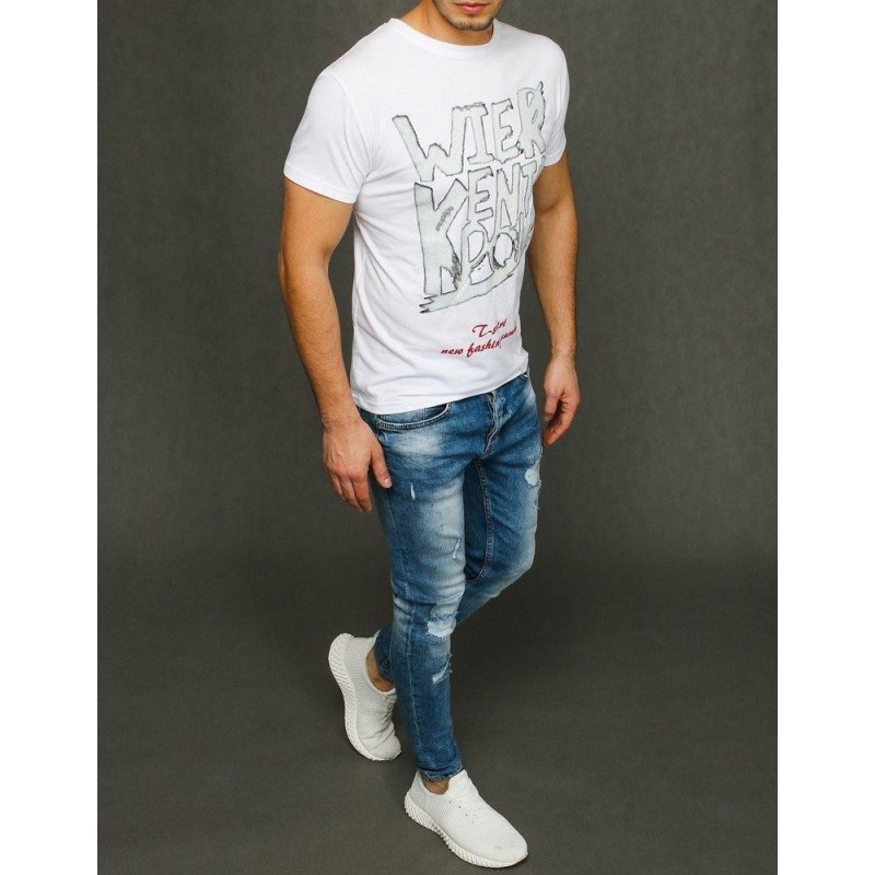 Pánske tričko s potlačou RX3887 - biele