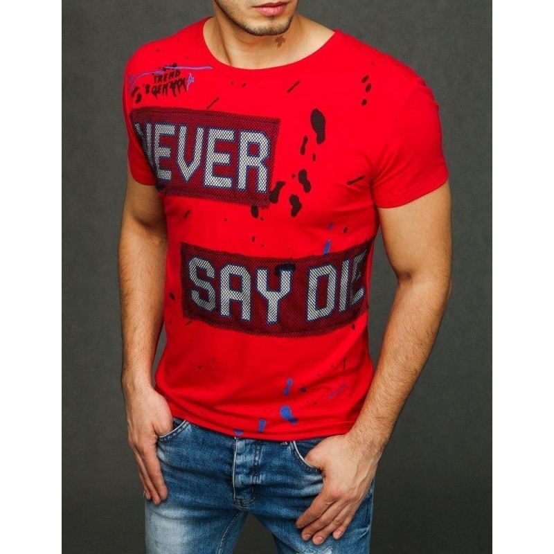 Pánske červené tričko s potlačou RX3901