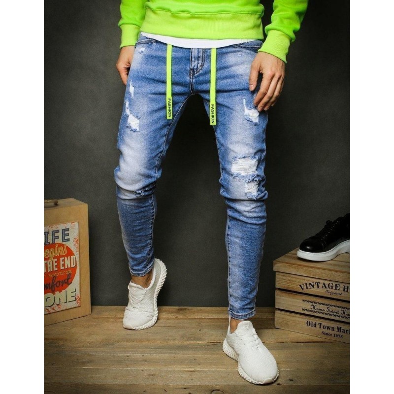 Pánske potrhané rifle UX2389 - modré