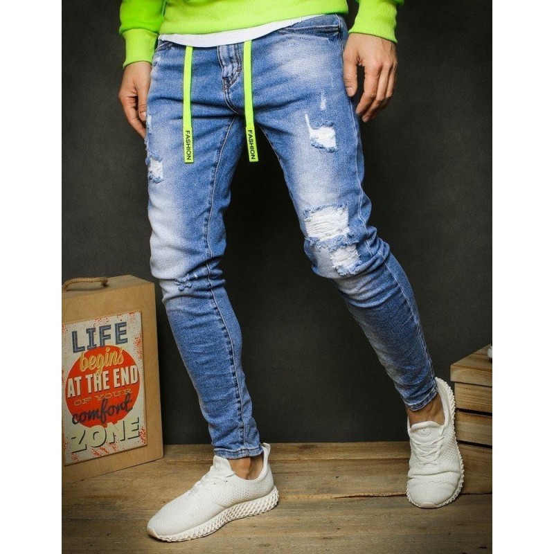 Pánske potrhané rifle UX2389 - modré