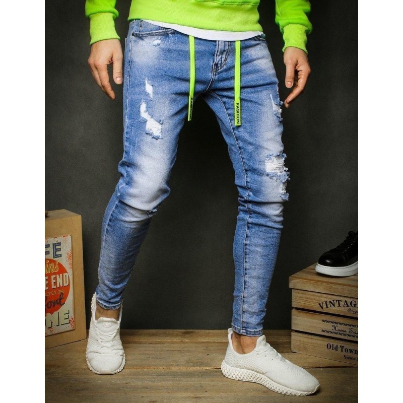 Pánske potrhané rifle UX2389 - modré