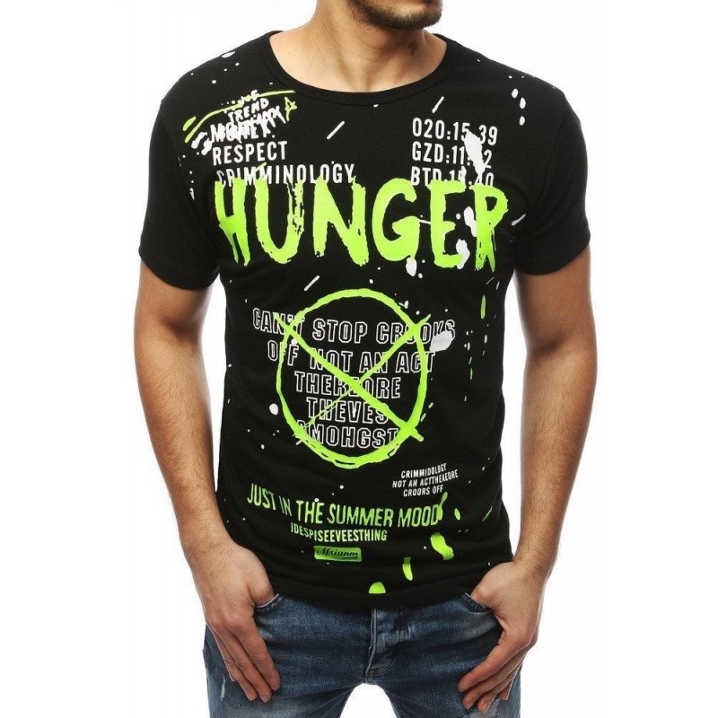 Pánske tričko s výraznou potlačou RX4036 - čierne