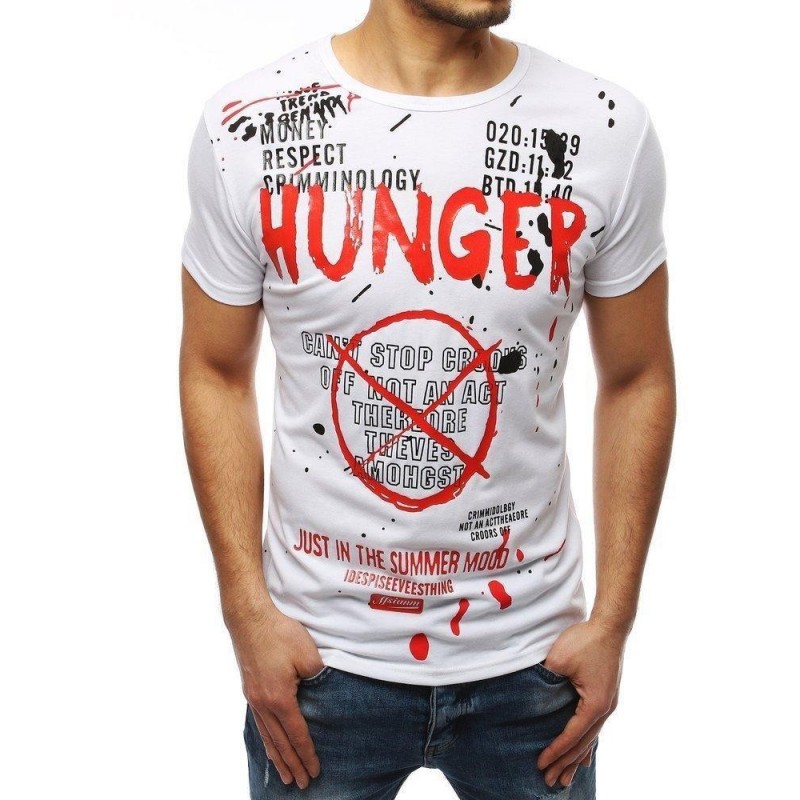 Pánske tričko s výraznou potlačou RX4037 - biele