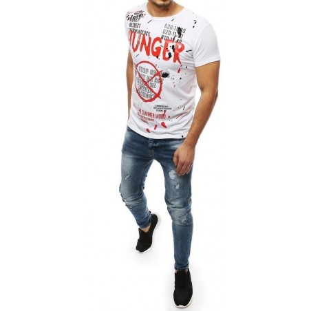 Pánske tričko s výraznou potlačou RX4037 - biele