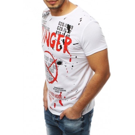Pánske tričko s výraznou potlačou RX4037 - biele