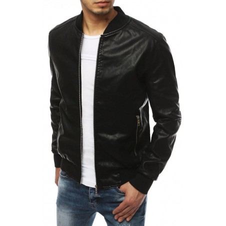 Pánska čierna kožená bunda TX3275