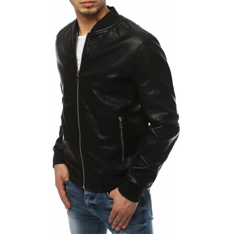 Pánska čierna kožená bunda TX3275