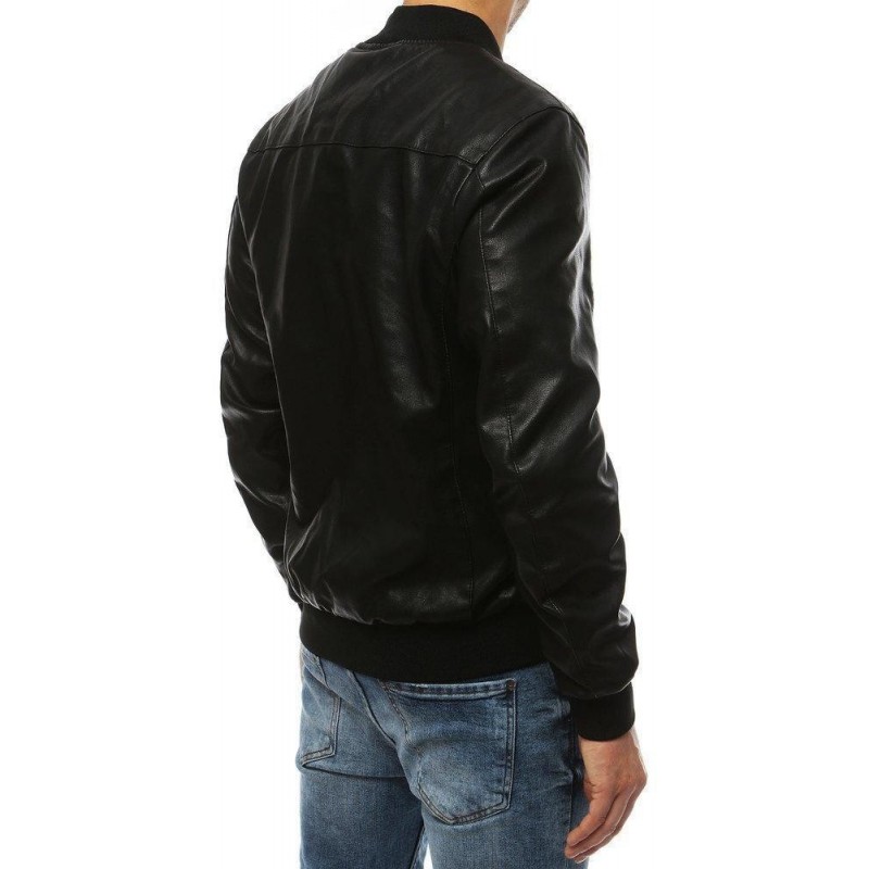 Pánska čierna kožená bunda TX3275