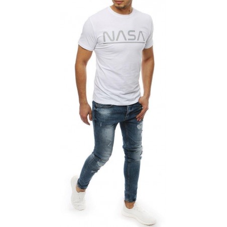 Biele pánske tričko s potlačou NASA RX4084