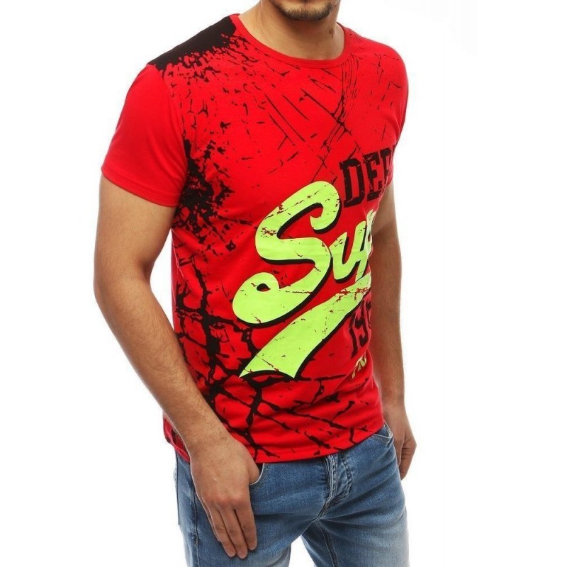 Pánske červené tričko s potlačou RX3962