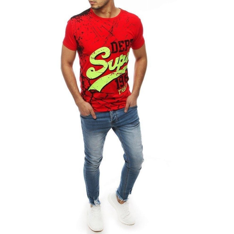 Pánske červené tričko s potlačou RX3962