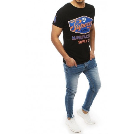 Čierne tričko s potlačou pre pánov RX3973