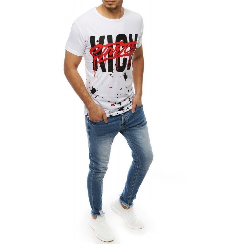 Biele tričko pre pánov s potlačou RX3980