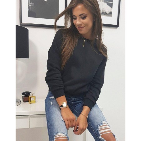 Klasická dámska mikina FASHION II bez kapucne (by0150) - čierna