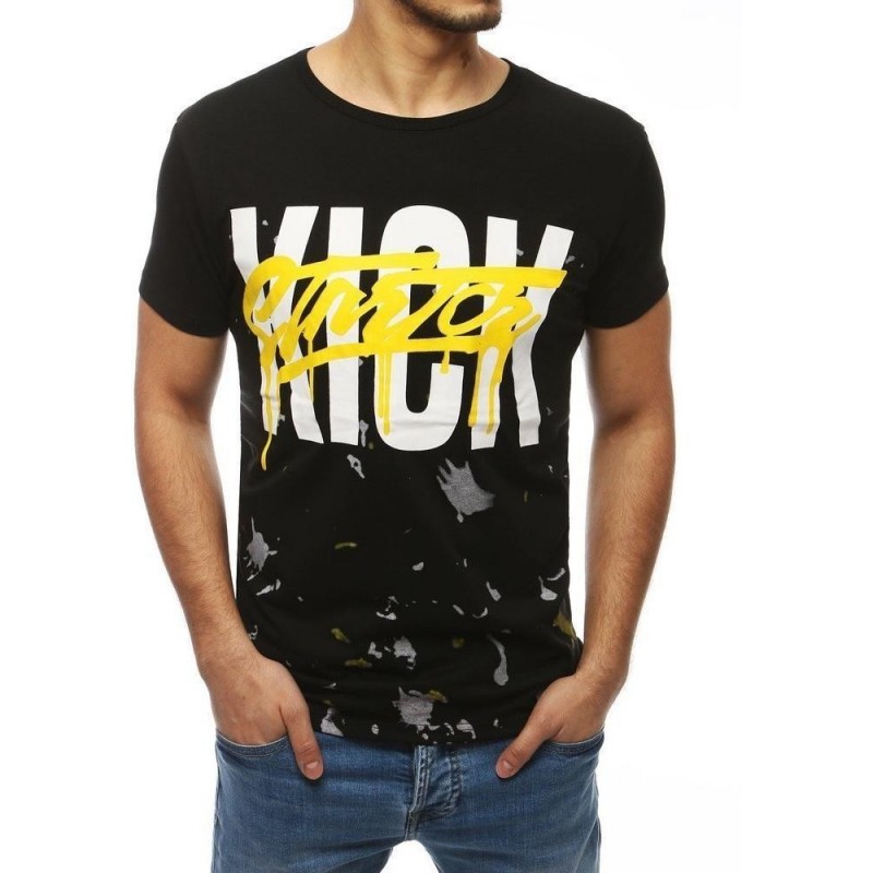 Čierne tričko pre pánov s potlačou RX3982