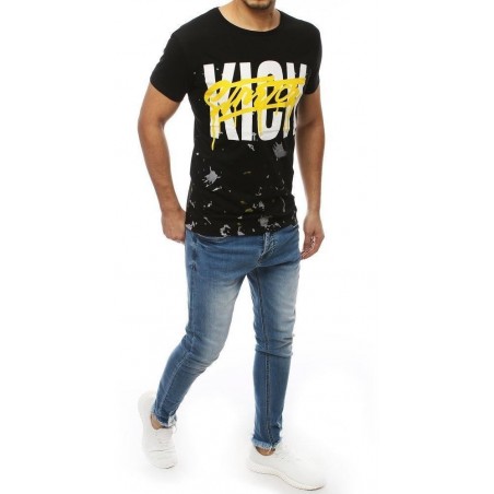Čierne tričko pre pánov s potlačou RX3982