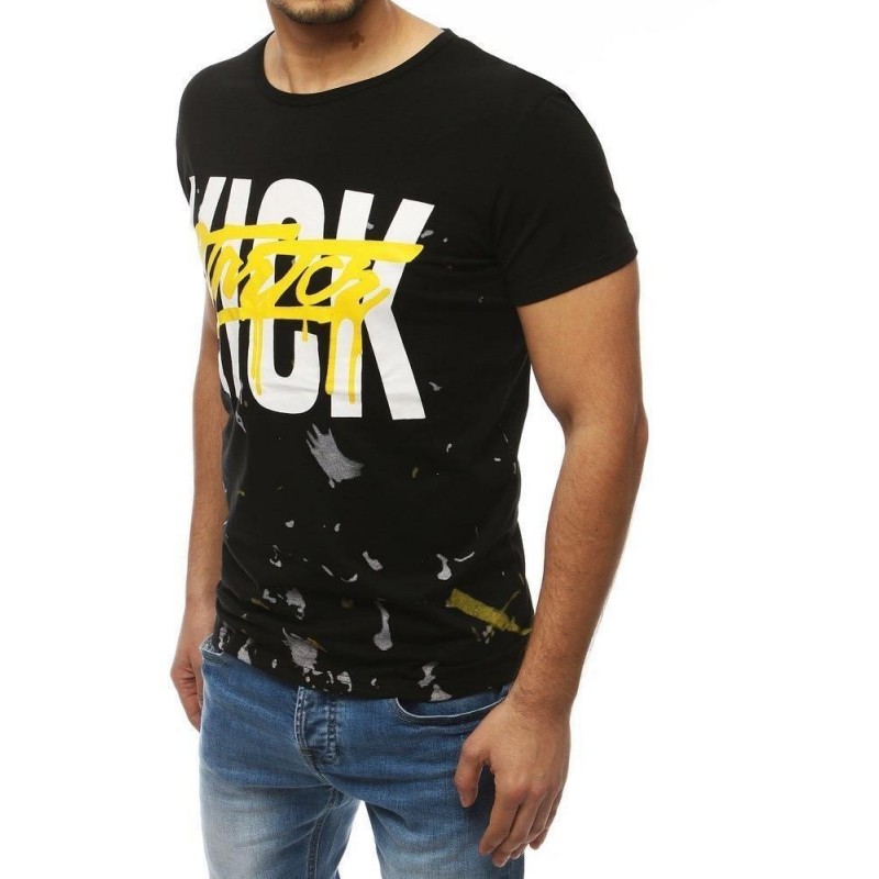 Čierne tričko pre pánov s potlačou RX3982