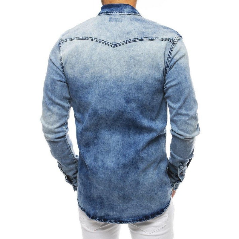 Rifľová košeľa pre pánov DX1835 - modrá