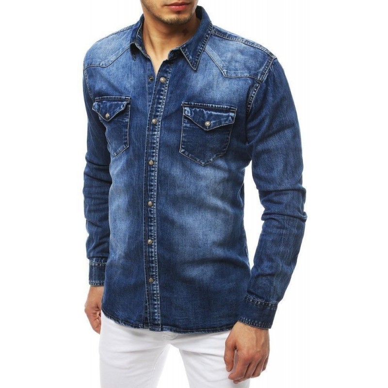 Pánska džínsová košeľa DX1842 - modrá
