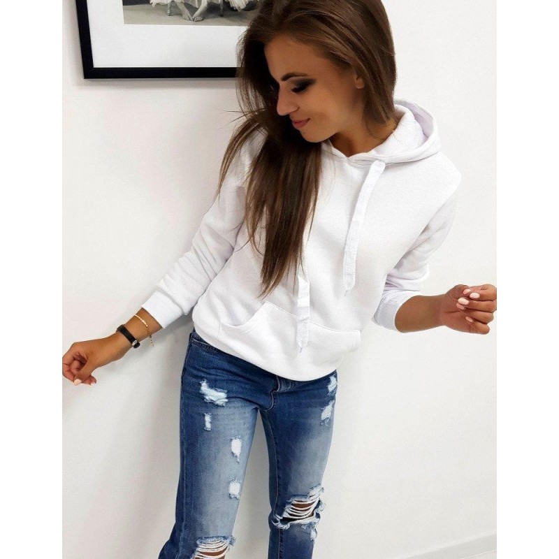 Dámska mikina BASIC s kapucňou (by0156) - biela