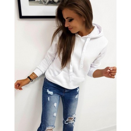 Dámska mikina BASIC s kapucňou (by0156) - biela