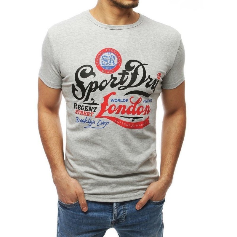 Pánske tričko s potlačou RX3905 - svetlosivé