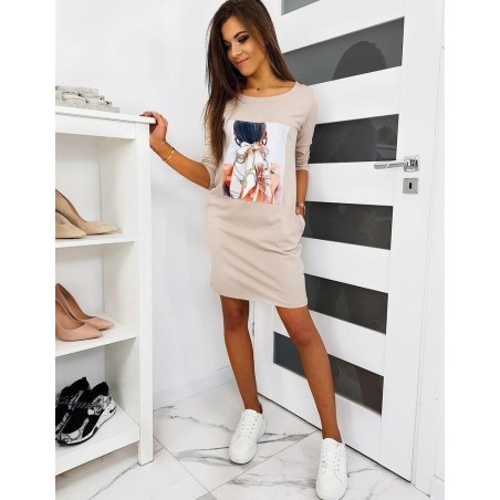 Dámske mikinové šaty NOEMI EY1121 - béžové