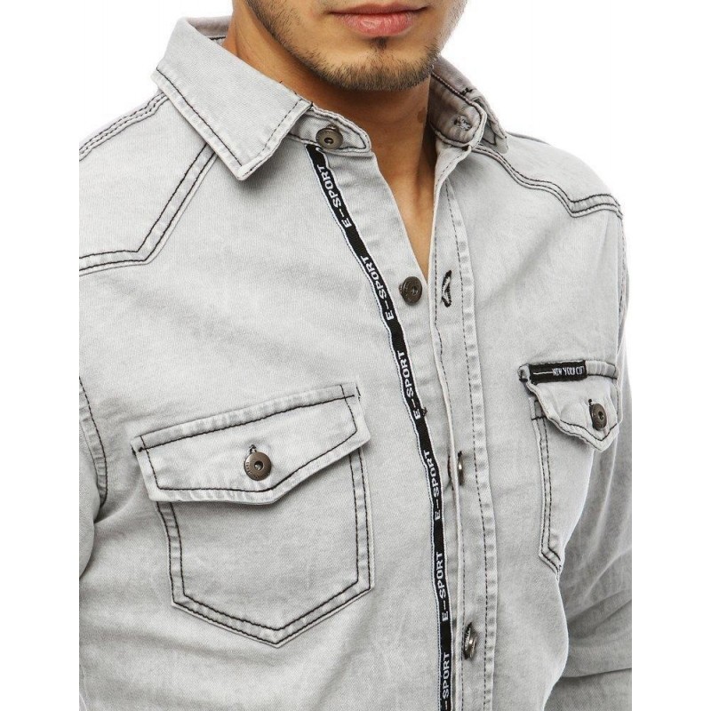 Pánska sivá rifľová košeľa DX1846