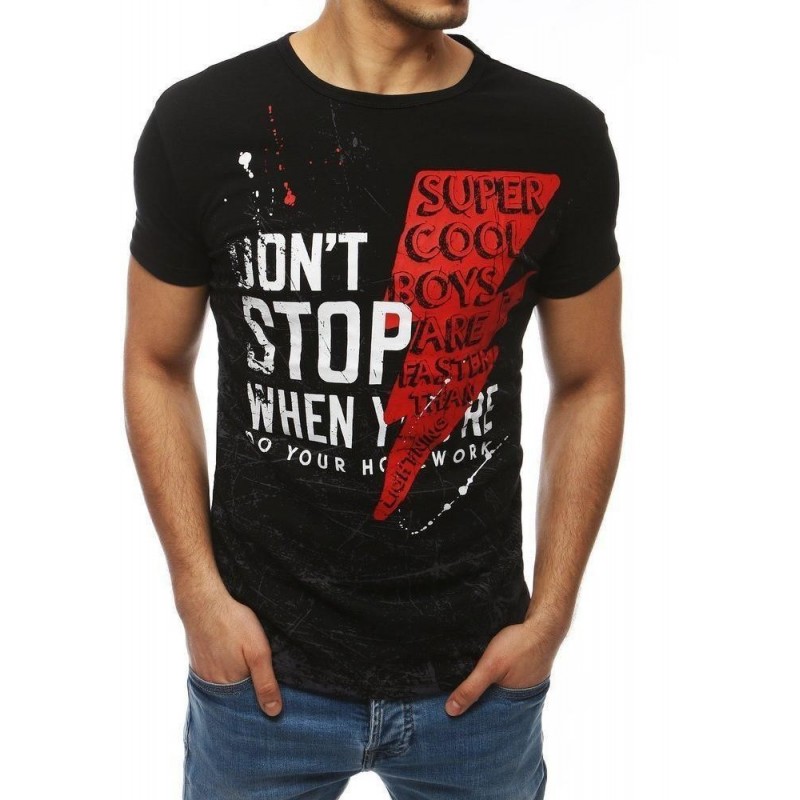 Tričko pre pánov s potlačou RX4024 - čierne