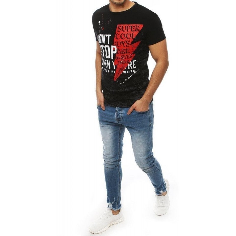 Tričko pre pánov s potlačou RX4024 - čierne