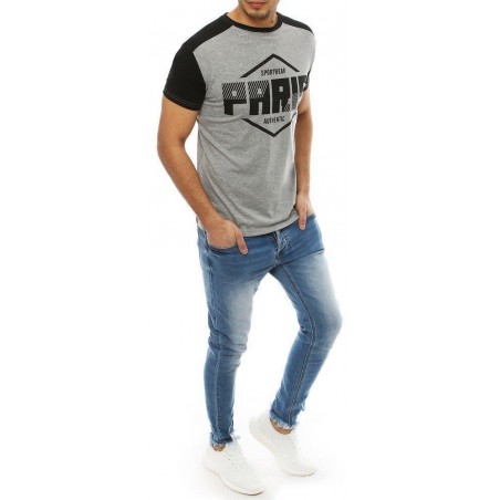 Pánske svetlosivé tričko s potlačou RX4067