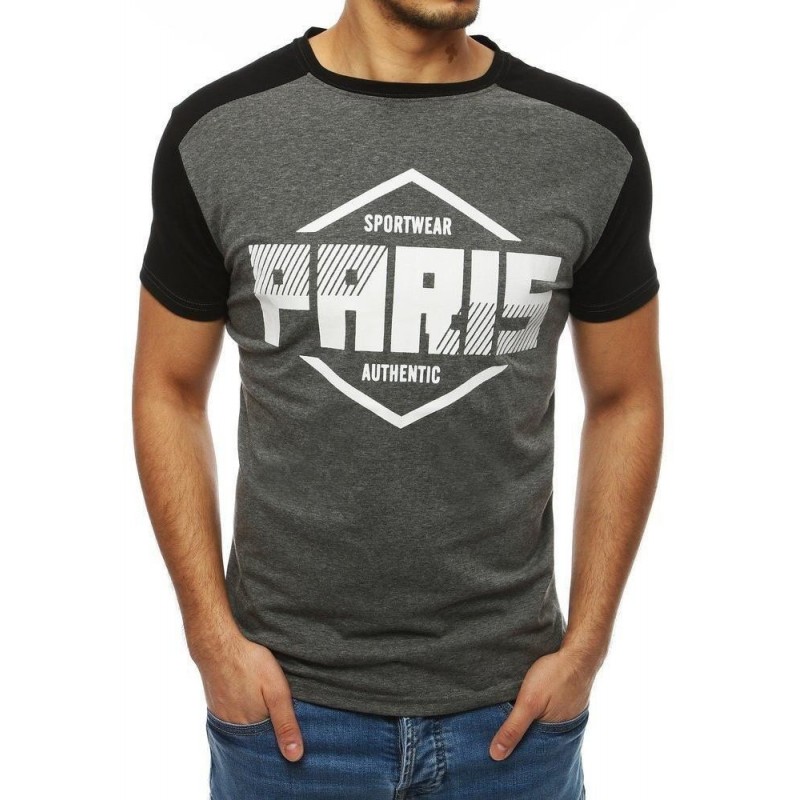 Pánske tmavosivé tričko s potlačou RX4069