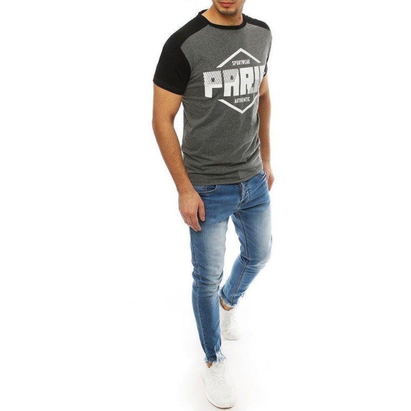 Pánske tmavosivé tričko s potlačou RX4069