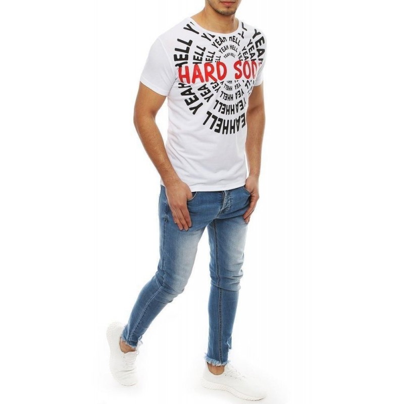 Biele pánske tričko s potlačou RX4077