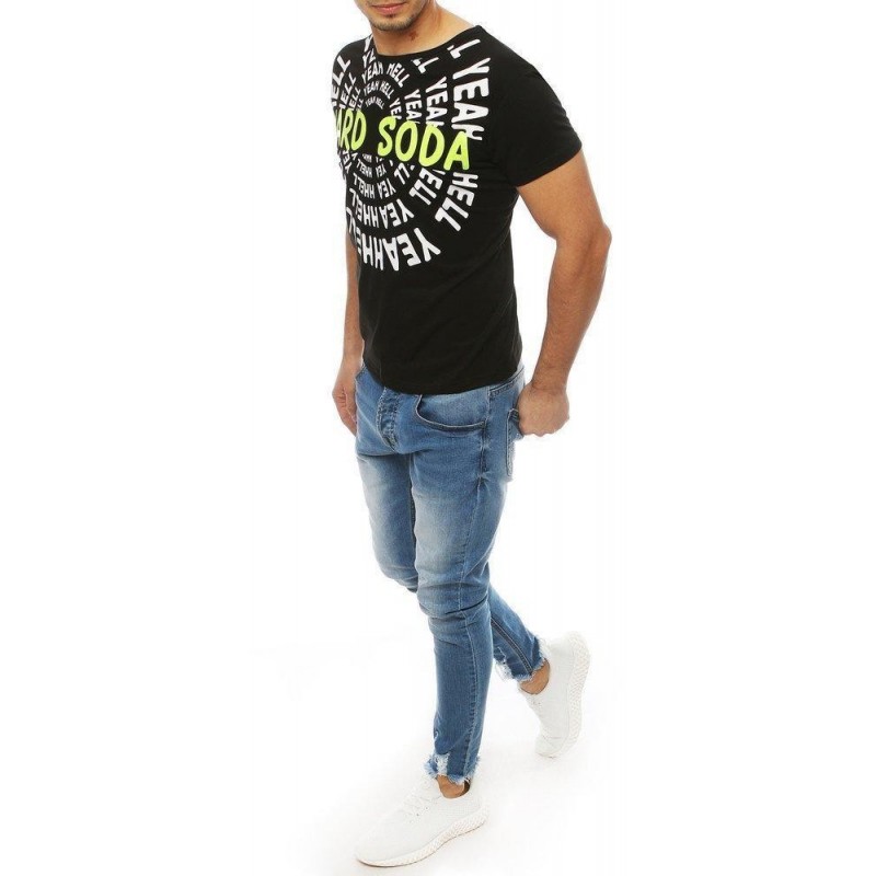 Čierne pánske tričko s potlačou RX4078