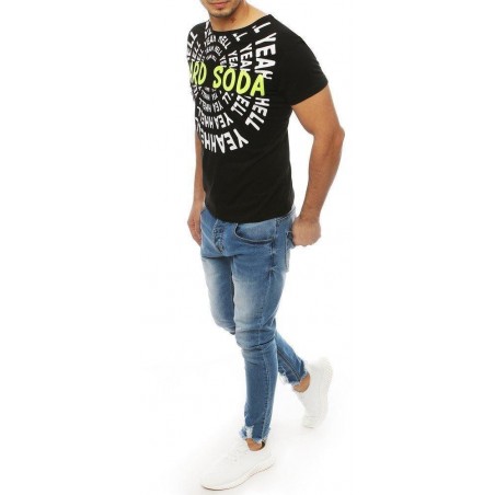 Čierne pánske tričko s potlačou RX4078
