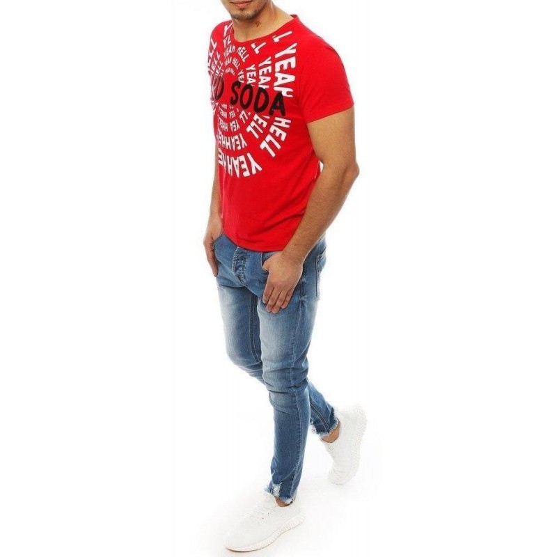 Červené pánske tričko s potlačou RX4079