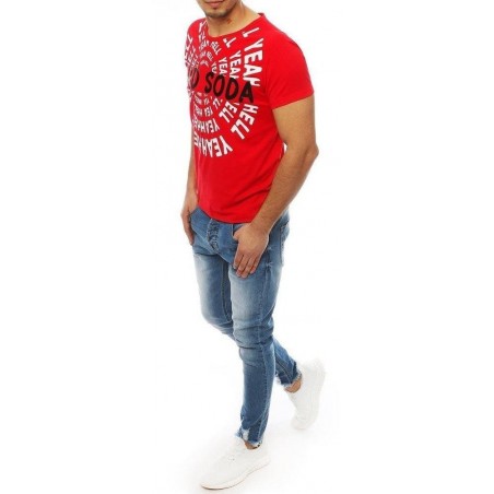 Červené pánske tričko s potlačou RX4079