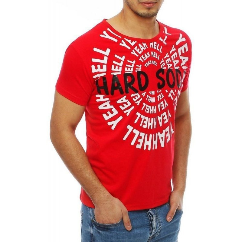 Červené pánske tričko s potlačou RX4079
