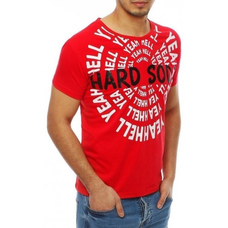 Červené pánske tričko s potlačou RX4079