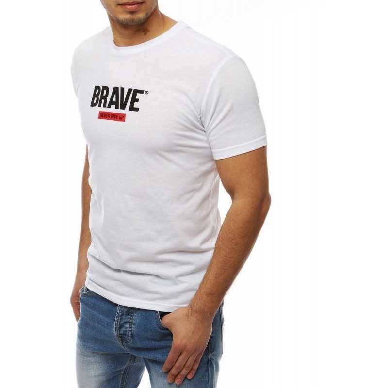 Pánske tričko s jednoduchou potlačou RX4088 - biele